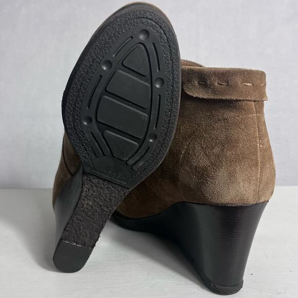 Via Spiga Booties Womens 9M Brown Suede Wedge Ankle Lace Up Boho - Picture 9 of 15